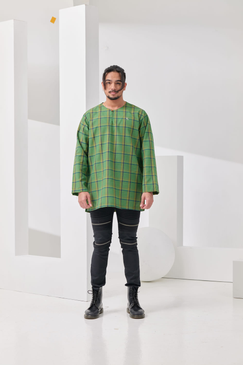 Muo Teluk Belanga Kurta - Checkered Green