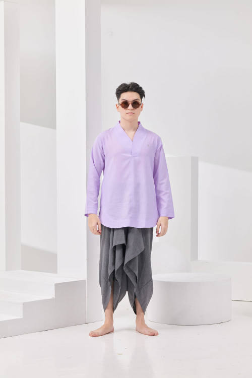 Hiroshima Nuzette Signature Collar Kurta - Lilac