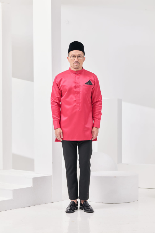 Firenze Cekak Musang Collar Kurta - Fuchsia Pink